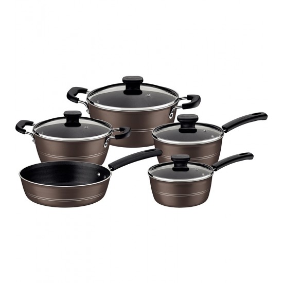 Jogo Panelas 5 Peças Tramontina Sicília Antiaderente Interno e Externo Starflon Excellent Avelã